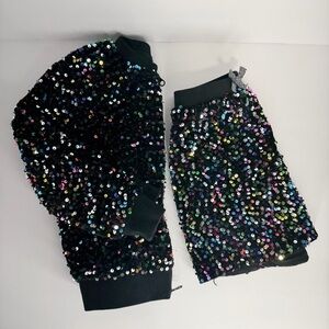 Rockets of Awesome Girls Sequin Bomber Jacket & Skirt Set Size 5